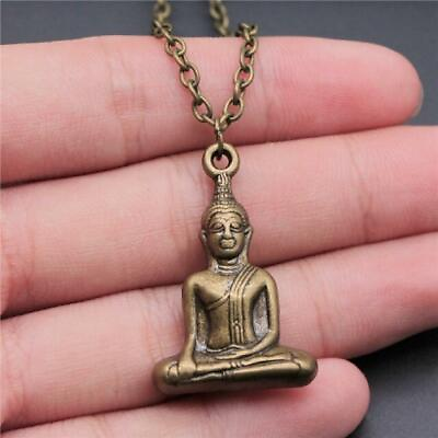 BUDDHA NECKLACE 1quot; Pendant 29quot; Chain Bronze Tone Alloy Metal Lucky Buddhist Icon $6.95