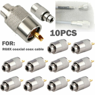 #ad PL259 Solder Connector Plug with Reducer for RG8X Coaxial Coax Cable 10 pack $11.19