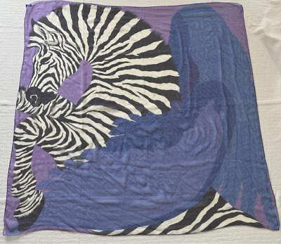 #ad Hermes Mousseline Silk Shawl Scarf Zebra Pegasus Alice Shirley Chiffon 140 Ex $1275.00
