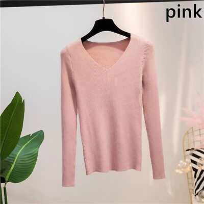 #ad Lady Knitted Basic Top Bottoming Shirt Undershirt Sweater Pullover Casual Solid $17.49