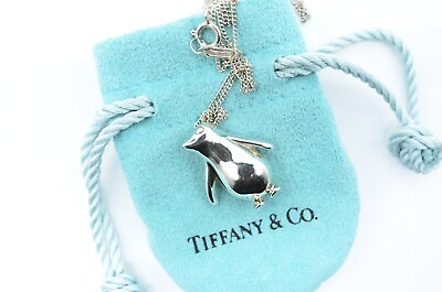 #ad Tiffany amp; Co. Penguin Pendant Necklace Love Sterling Silver w Pouch $143.38