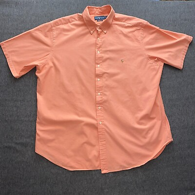 #ad Ralph Lauren Shirt Mens 3XLT Tall Peach Classic Fit Button Down Short Sleeve $24.99