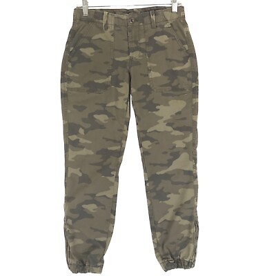 #ad Banana Republic Petite Jogger Pants Women#x27;s 2P Green Cotton Camouflage 4 Pocket $17.99