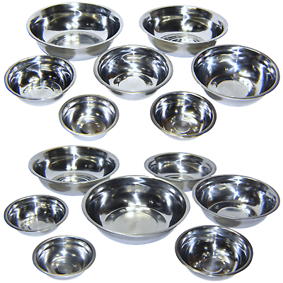 #ad Set of 2 Dog Cat Pet Bowl Dish Metal STAINLESS STEEL New Kit L XL XXL M S XS XXS $10.99