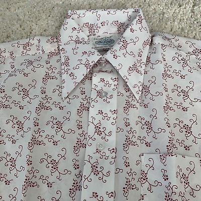 #ad Vintage Career Club Shirt Adult Large 16 Disco Leisure 70s Casual Mens Floral $35.95