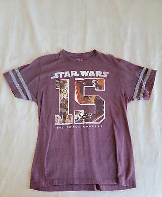 #ad Star Wars Mens M T Shirt 15 The Force Awakens Graphic Heather Purple Grey Gift $5.14