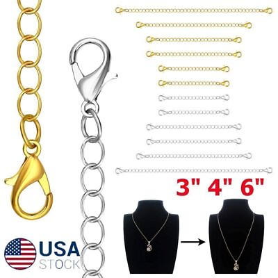 #ad #ad 12PCS Extender Safety Chain Extender Necklace Bracelet Lobster lock Silver Gold $7.49