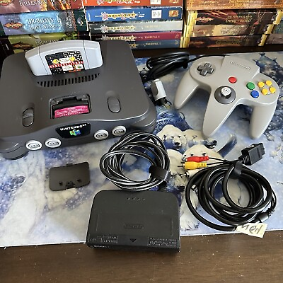 #ad Nintendo 64 N64 Console System Bundle Controller Cables Game Tested Gray NUS 001 $123.45