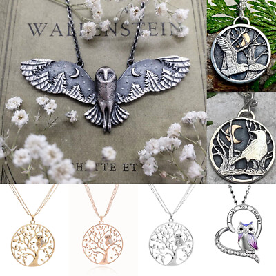 #ad Owl Moon Forest Necklace Pendant Animal Charm Party Women Vintage Jewelry Gift C $2.98