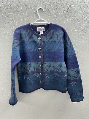 #ad Tally Ho Womens Sweater Cardigan Size Petite Medium Vintage Purple Button Up $24.98