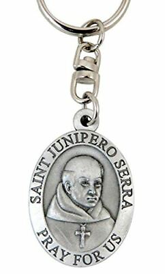 #ad Religious Gifts Pewter Saint Junipero Serra Pray for Us Medal Keychain 1 7 8 In $10.87