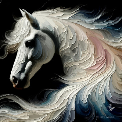#ad Beautiful Oil texture White Horse $36.99