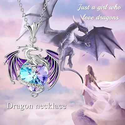 #ad 925 Sterling Silver Rainbow Mystical Fire Topaz Flying Dragon Pendant Necklace $15.74