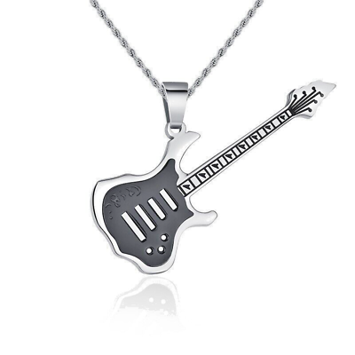 #ad Men#x27;s Amulet Guitar Necklace Pendant Stainless Steel Lucky Jewelry Chain $9.99