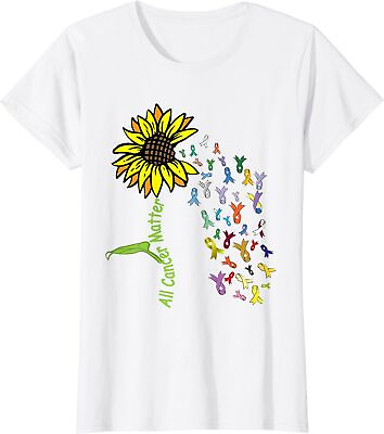 #ad All Cancer Matters Awareness Day Ribbon Cute Flower Ladies#x27; Crewneck T Shirt $21.99