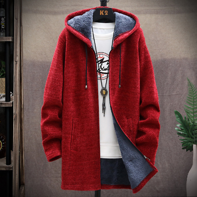 #ad New Men#x27;s Fashion Casual Medium Length Sweater Fleece Warm High Quality Coat AU $93.33