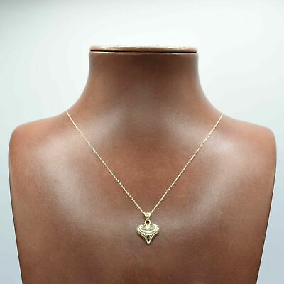 #ad 5 8quot; Mini Shiny Puffed Heart Pendant Necklace Real 10K Yellow Gold All SIZES $76.99