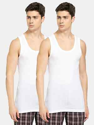 #ad Men#x27;s Super Cotton Round Neck Sleeveless WHITE Vest 8816 Pack Of 2 GBP 18.99