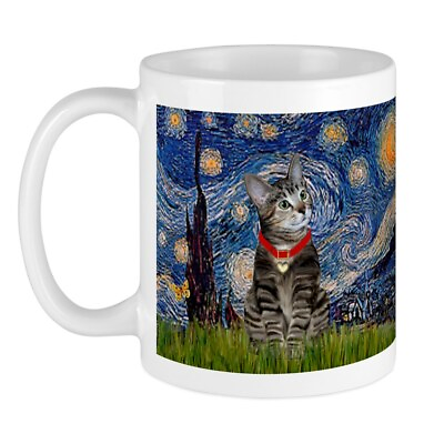 #ad CafePress Starry Night Tiger Cat Mug 11 oz Ceramic Mug 185186194 $17.99