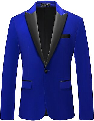 #ad Mens Velvet Blazer Slim Fit Suit Jacket for Men Peaked Lapel One Button Tuxedo B $134.29