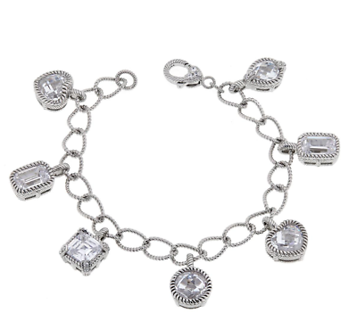 #ad HSN Judith Ripka Sterling Cubic Zirconia Multi Shaped Charm Bracelet 8quot; $319.00