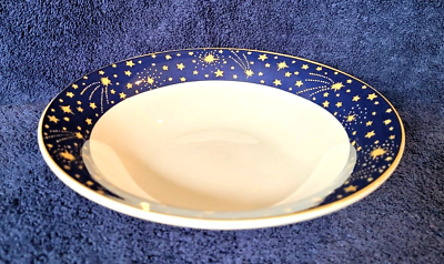 #ad Vitromaster Galaxy Bowl Soup Cereal 1993 Blue Gold Stars 7.25 Diameter Stoneware $10.89