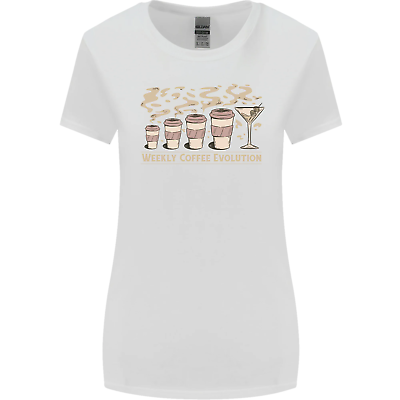 #ad Weekly Coffee To Alcohol Evolution Wine Womens Wider Cut T Shirt GBP 8.99