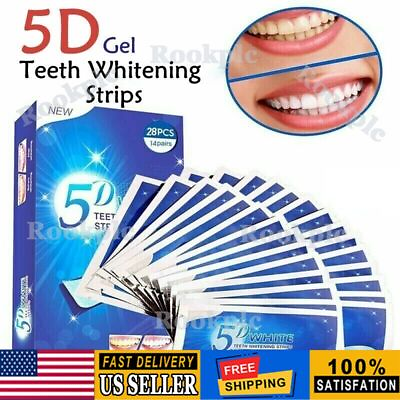 #ad 5D Teeth Whitening Strips Bleaching White Strips Non Sensitive Tooth Whitener US $1.99