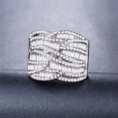 #ad Luxury 925 Silver Filled Cubic Zircon Women Wedding Engagement Jewelry Sz 6 10 $9.09