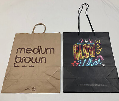 2 BLOOMINGDALES Shopping Gift Bags Medium Brown Bag Glow What Fun $19.99