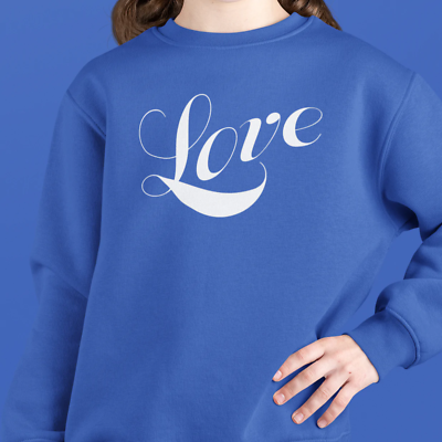 #ad Kids#x27; Crewneck Sweatshirt quot;Lovequot; White Font $29.99