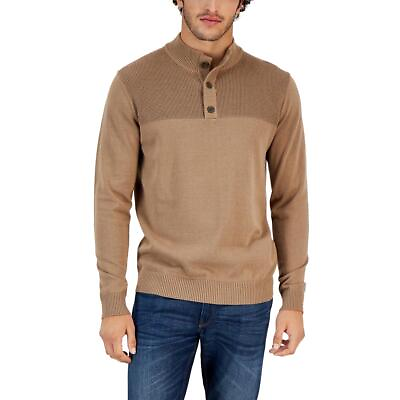 #ad Club Room Mens Cotton Henley Waffle Knit Pullover Sweater Shirt BHFO 6795 $8.99