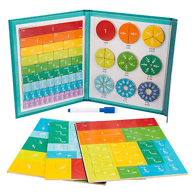 #ad Kid Magnetic Fraction Learning Math Toys Wooden Fraction Book Set Parish Teachin $20.51
