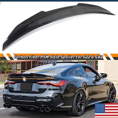 #ad FOR 2021 2023 BMW G22 4 SERIES 430i M4 PSM STYLE CARBON FIBER TRUNK SPOILER WING $92.99