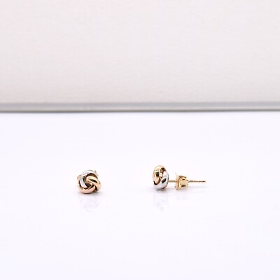 #ad REAL GOLD Love Knot Stud Earrings 14K Tricolor Minimalist Trendy Gift Mom *NEW* $150.50