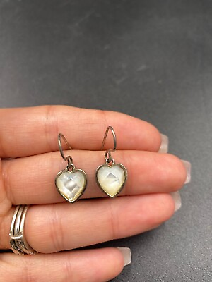 #ad BEAUTIFUL LADIES Vintage Unique Stone STERLING SILVER EARRINGS #F700 $18.99