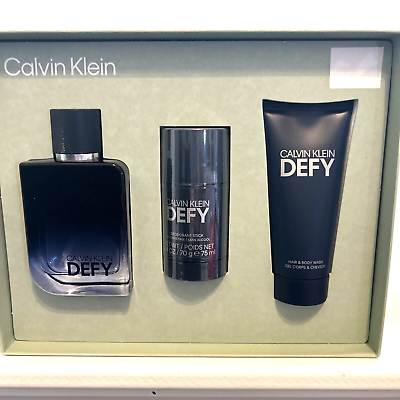 #ad Brand New Calvin Klein Defy Men#x27;s Gift Set Parfum body wash amp; deodorant $69.99