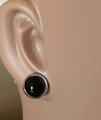 #ad Onyx Stainless Steel Hypoallergenic Stud Earrings. 16mm diameter $4.95