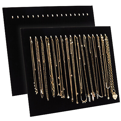 2 Pack Jewelry Display for Selling Black Velvet Boutique Necklace Stands $15.99