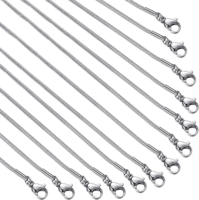 #ad #ad 12 Pack Necklace Chains 18 Inches Stainless Steel Snake Chain Necklace with Lob $16.62