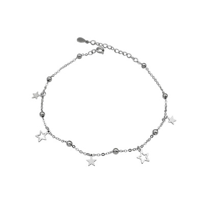 #ad Italian 925 Solid Sterling Silver Amp; Star Charm Anklet 10quot; for Women Fashion $14.46