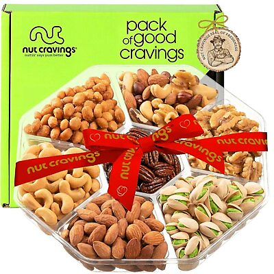 Nuts Gift Basket Red Ribbon 7 Piece Assortment Gift Tray $27.95