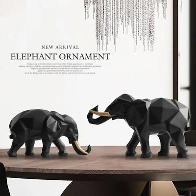 #ad Figurine 2 Pcs Animal Elephant Resin Modern Carved Medium Multicolor Free Stand $59.99