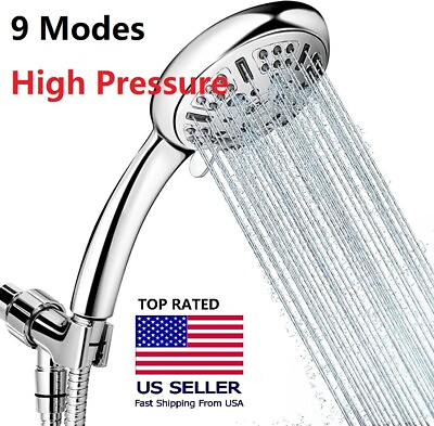 #ad WASSA 9 Functions Handheld Shower Head Set With Hose High Pressure Shower Heads $22.99