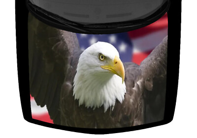 #ad Fierce Bald Eagle USA American Flag Hood Wrap Vinyl Car Truck Graphic Decal $217.69