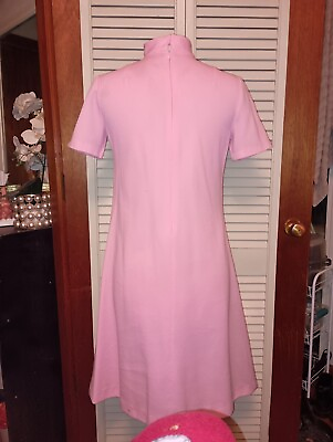 #ad 1960#x27;s Pink Knit Shift Dress Vintage Women#x27;s Sz. 10 $27.15