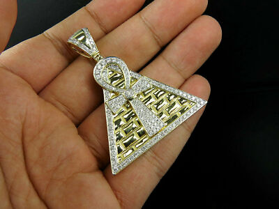 Pyramid Ankh Men#x27;s 3.25 Ct Round White D VVS Moissanite Charm Pendant 925 Silver $294.49