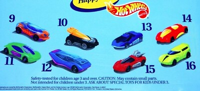 #ad 1995 HOT WHEELS MCDONALDS HAPPY MEAL DIECAST CAR TOYS U PICK $4.99