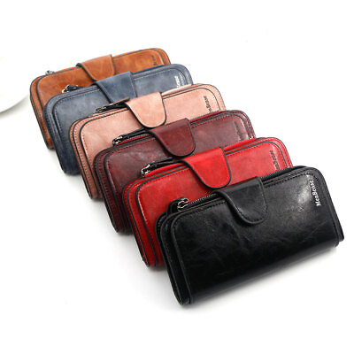 #ad USA Women Lady Retro Leather Wallet Phone Bag Clutch Card Holder Purse Handbag $11.69