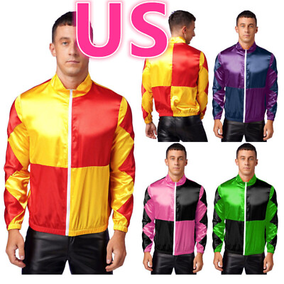 #ad US Men#x27;s Horse Jackets Checkerboard Top Outerwear Coat Halloween Cosplay Outfits $13.57